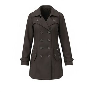 Sebby Double-Breasted Black Trench Coat
